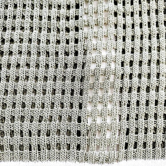 Twee K-Brand Open Knit Crochet Button Down Short Sleeve Collared Blouse Shirt S - Picture 4 of 7